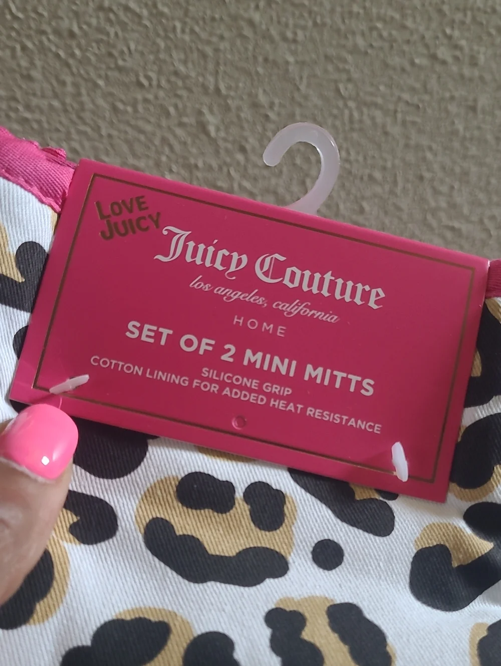 Juicy Couture Leopard Print Dish Drying Mats & Pink Trim Mini Mitts